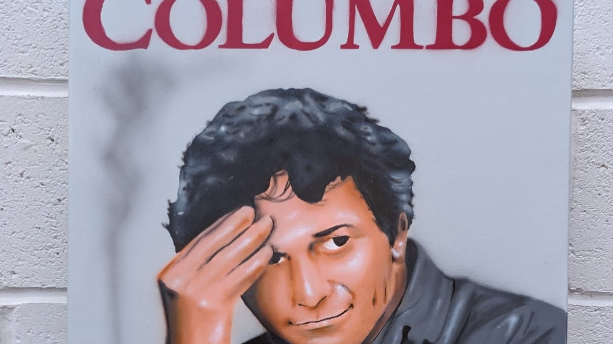 canvas art columbo spray paint portrait