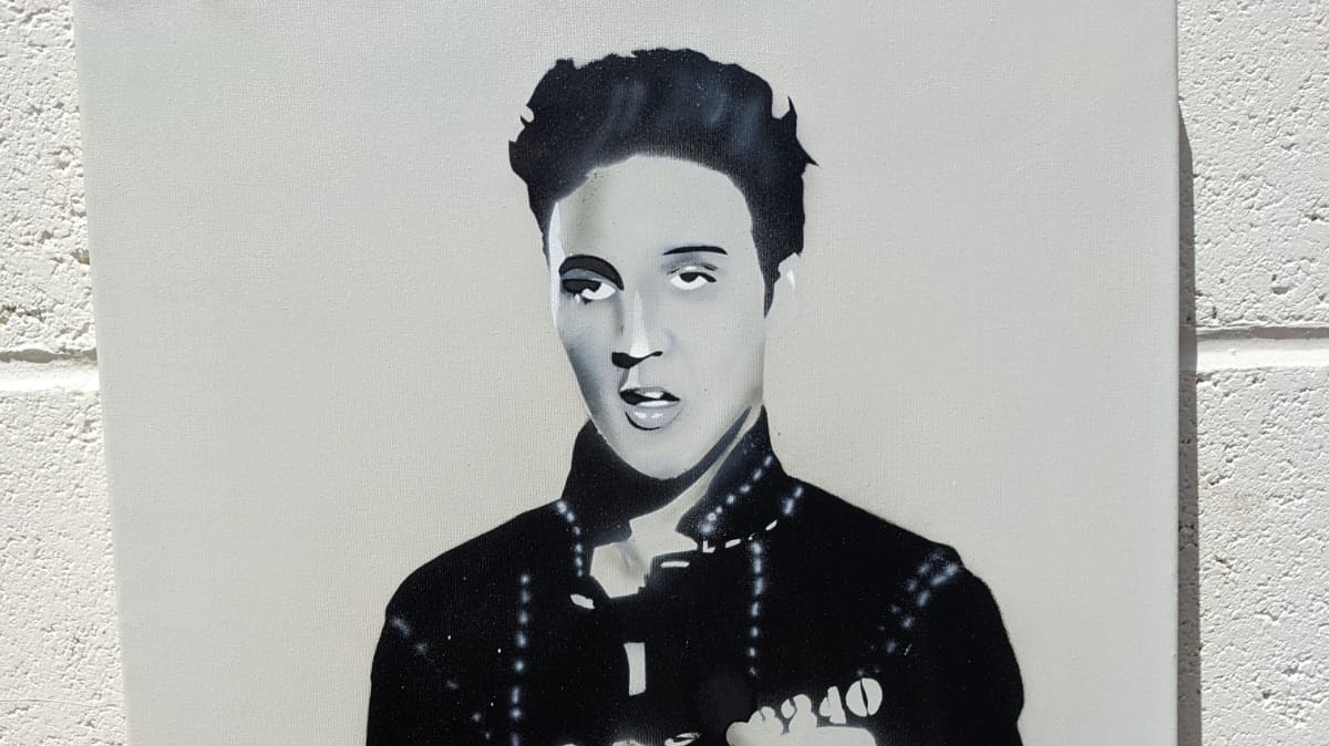 canvas art elvis presley spray paint portrait